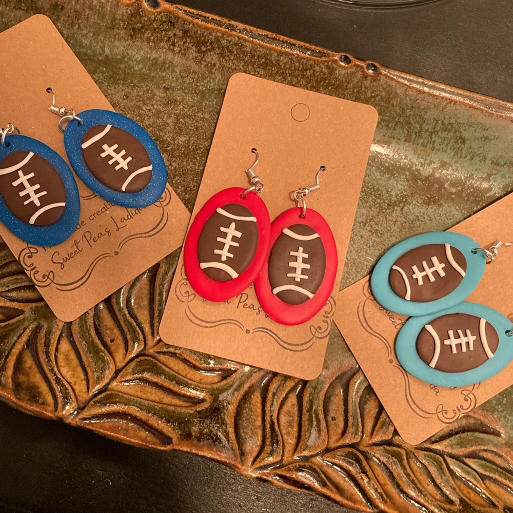Lightweight Polymer Clay ACC Football Dangles.